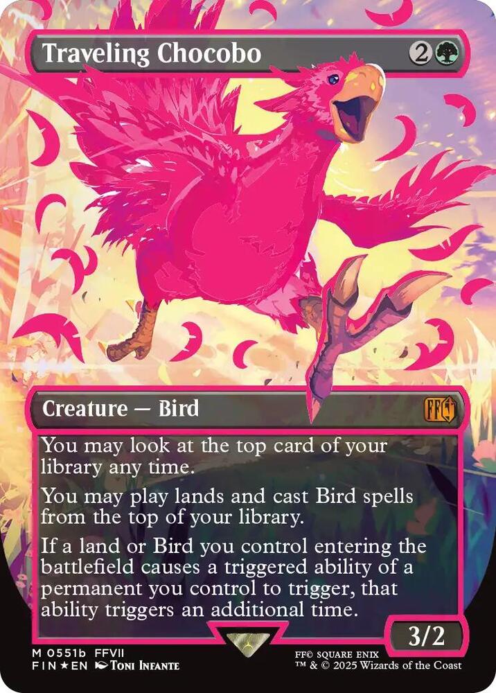 Traveling Chocobo Borderless Neon Ink Pink 511b (FINAL FANTASY)  - Foil | Good Games Adelaide SA
