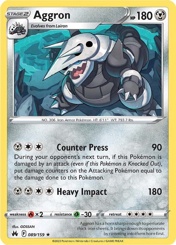 Aggron 089/159 (Crown Zenith)  - Holofoil | Good Games Adelaide SA