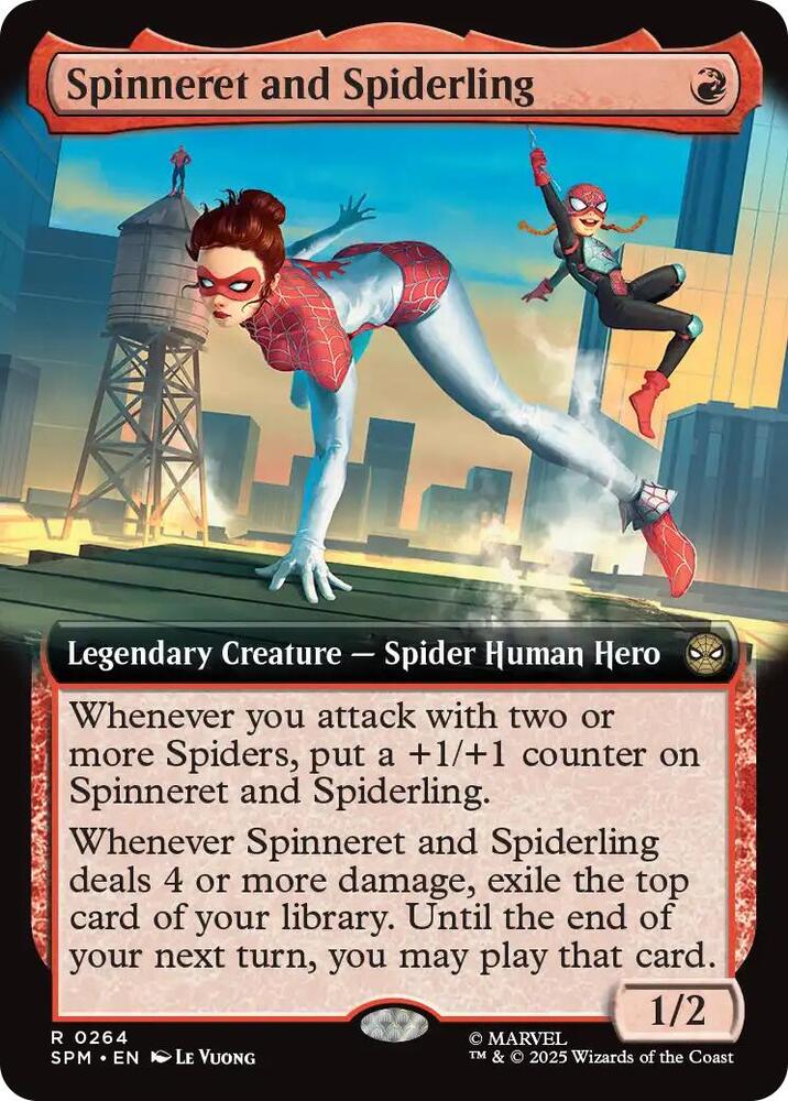 Spinneret and Spiderling Extended Art 264 (Marvel's Spider-Man)  - Foil | Good Games Adelaide SA