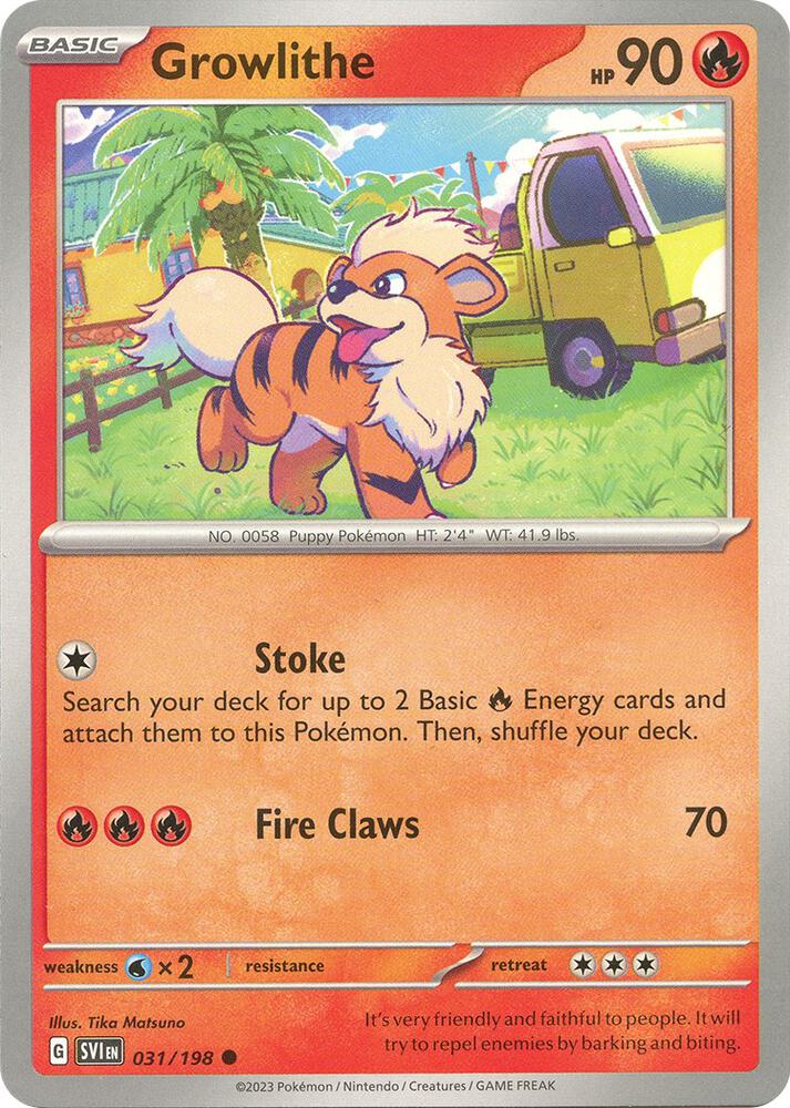 Growlithe 031/198 (SV01: Scarlet & Violet Base Set)  | Good Games Adelaide SA