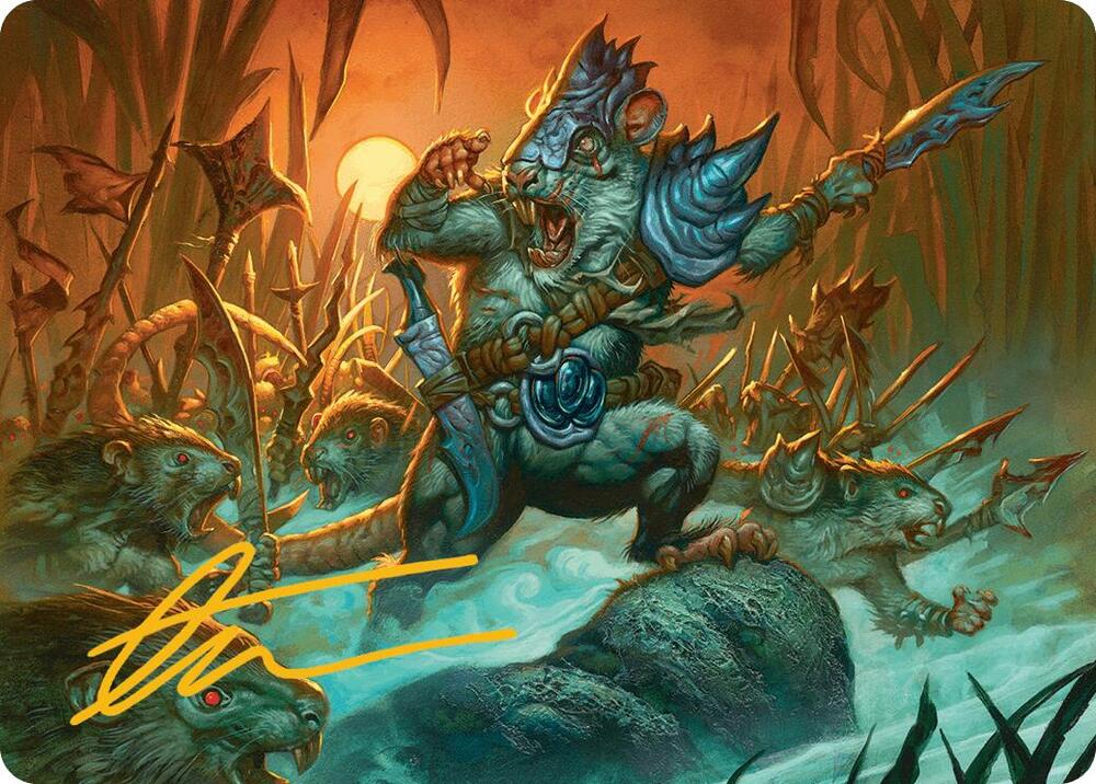 Persistent Marshstalker Art Card Gold Stamped Signature 14 (Art Series: Bloomburrow)  | Good Games Adelaide SA