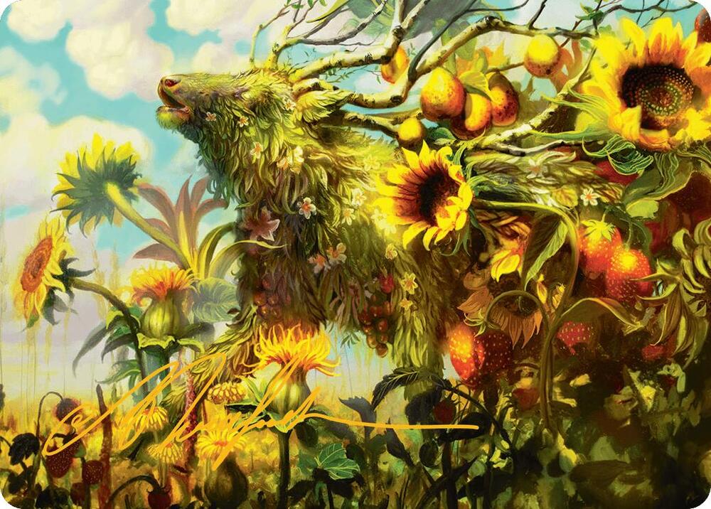 Beza the Bounding Spring Art Card Gold Stamped Signature 1 (Art Series: Bloomburrow)  | Good Games Adelaide SA