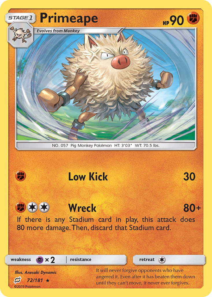 Primeape (72/181) [Sun & Moon: Team Up] | Good Games Adelaide SA