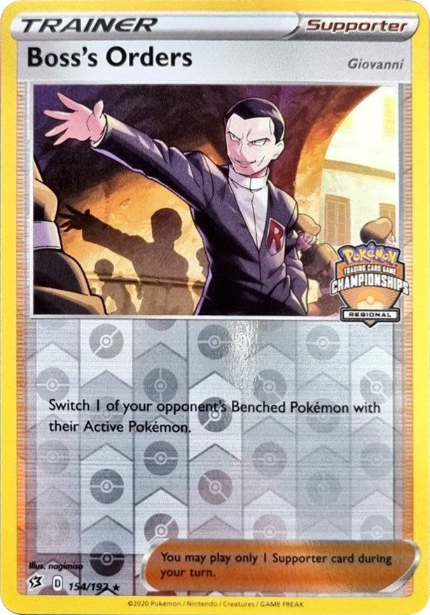Boss's Orders (154/192) (Giovanni) (Regional Championship Promo) [Sword & Shield: Rebel Clash] | Good Games Adelaide SA