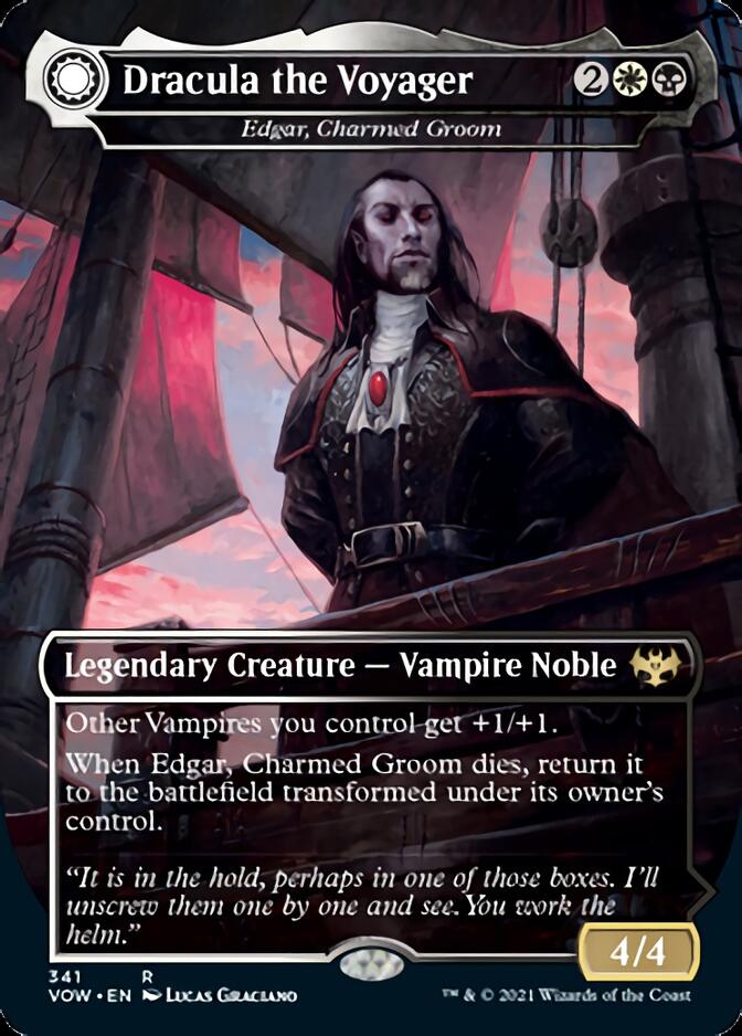 Dracula the Voyager // Casket of Native Earth - Edgar, Charmed Groom // Edgar Markov's Coffin (Borderless) (Dracula Series) [Innistrad: Crimson Vow] | Good Games Adelaide SA