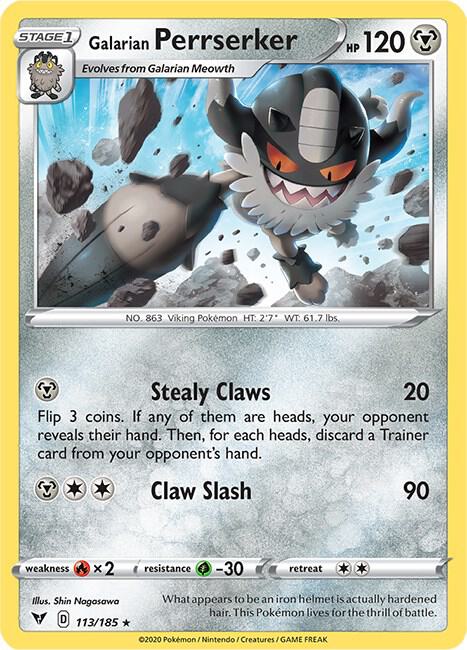 Galarian Perrserker 113/185 (SWSH04: Vivid Voltage)  - Reverse Holofoil | Good Games Adelaide SA