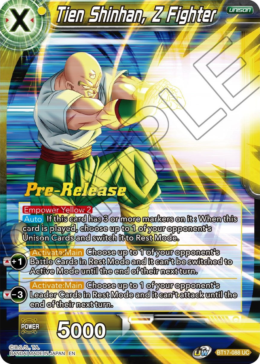 Tien Shinhan, Z Fighter (BT17-088) [Ultimate Squad Prerelease Promos] | Good Games Adelaide SA