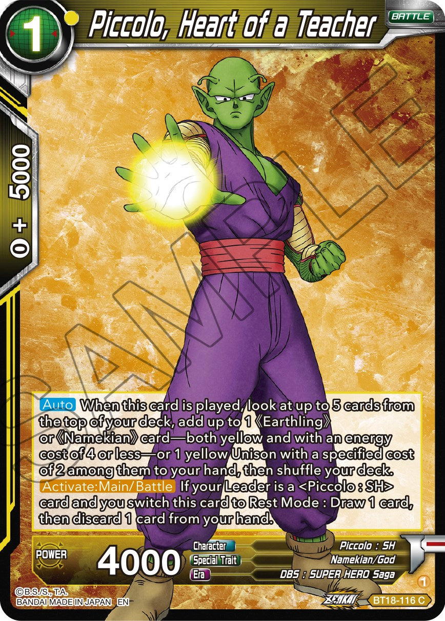 Piccolo, Heart of a Teacher (BT18-116) [Dawn of the Z-Legends] | Good Games Adelaide SA