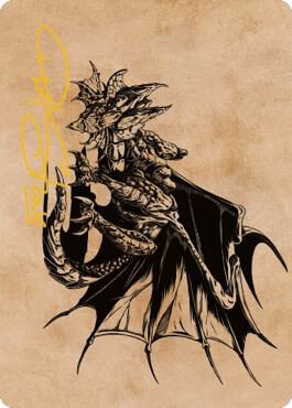 Ancient Copper Dragon Art Card 52 81 Gold Stamped Signature 52 (Art Series: Commander Legends: Battle for Baldur's Gate)  | Good Games Adelaide SA