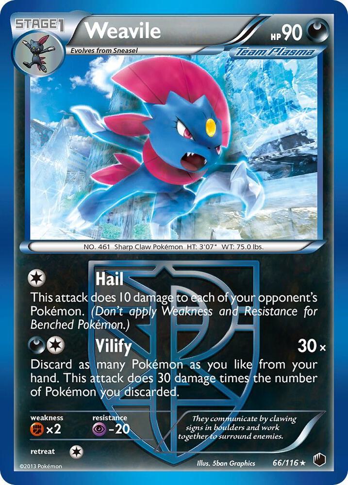 Weavile Team Plasma 66/116 (Plasma Freeze)  - Reverse Holofoil | Good Games Adelaide SA