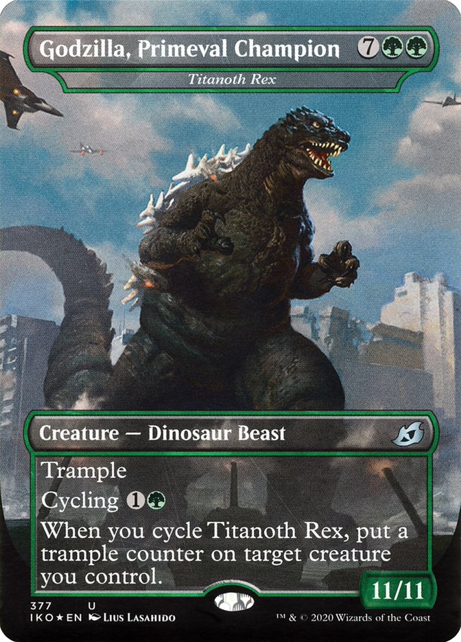 Godzilla, Primeval Champion - Titanoth Rex (Borderless) (Godzilla Series) [Ikoria: Lair of Behemoths] | Good Games Adelaide SA