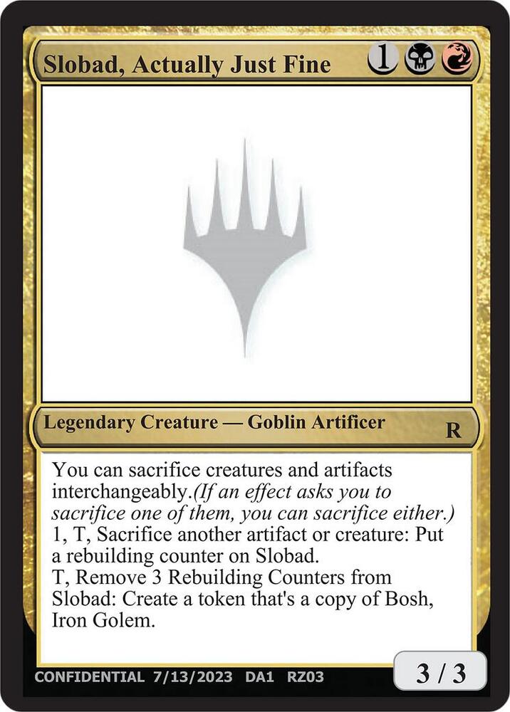 Slobad Actually Just Fine  (Un-Known Event Playtest Cards)  | Good Games Adelaide SA