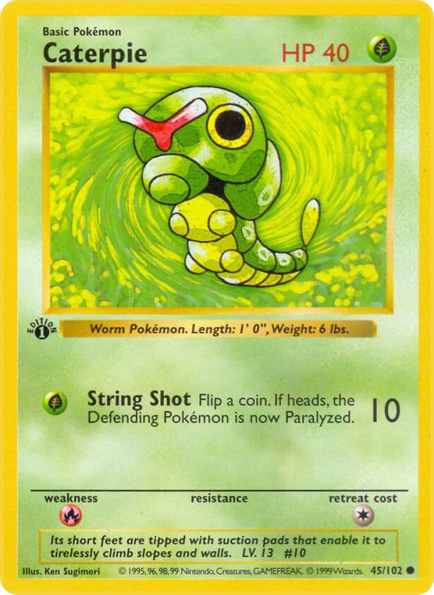 Caterpie 045/102 (Base Set (Shadowless))  - 1st Edition | Good Games Adelaide SA