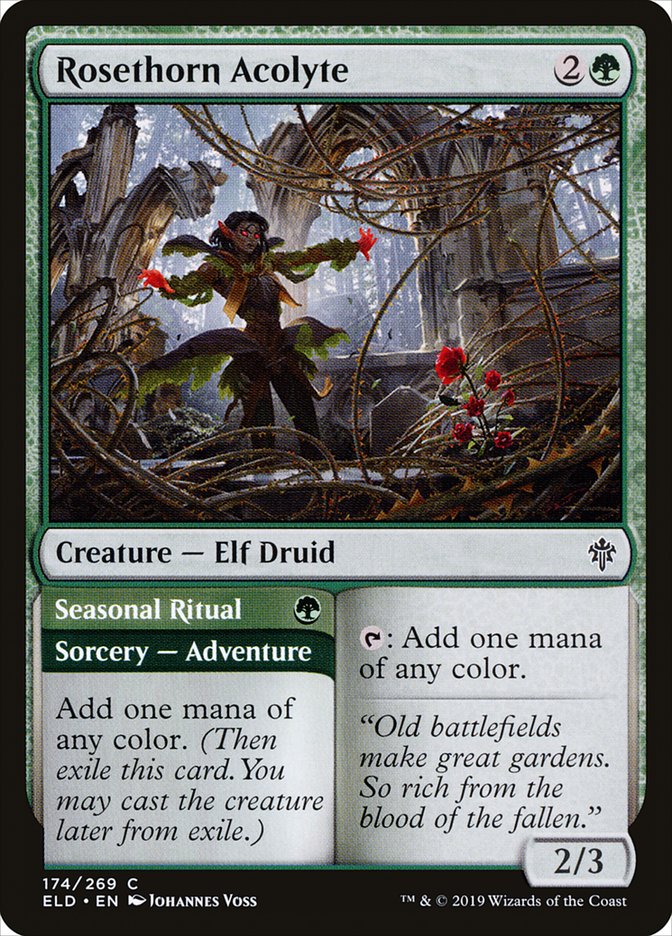 Rosethorn Acolyte // Seasonal Ritual 174 (Throne of Eldraine)  | Good Games Adelaide SA