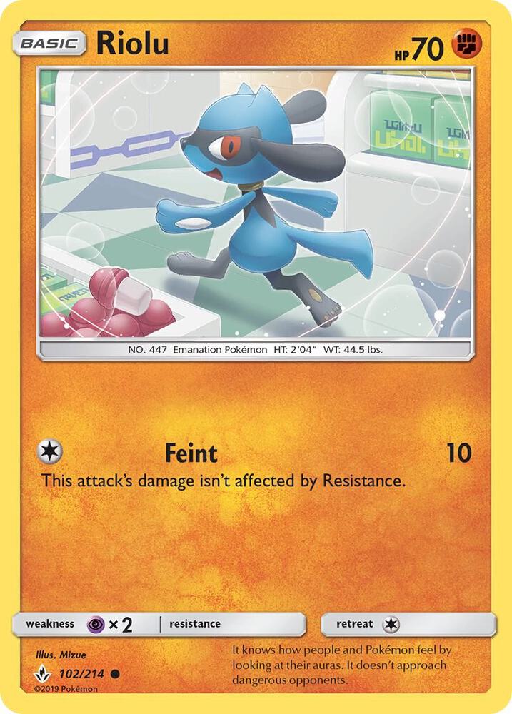 Riolu 102/214 (SM - Unbroken Bonds)  | Good Games Adelaide SA