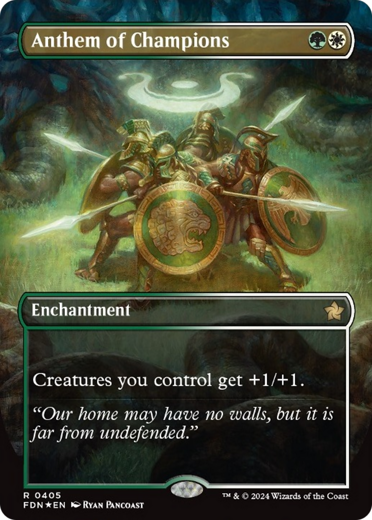 Anthem of Champions (Borderless) (Mana Foil) [Foundations] | Good Games Adelaide SA