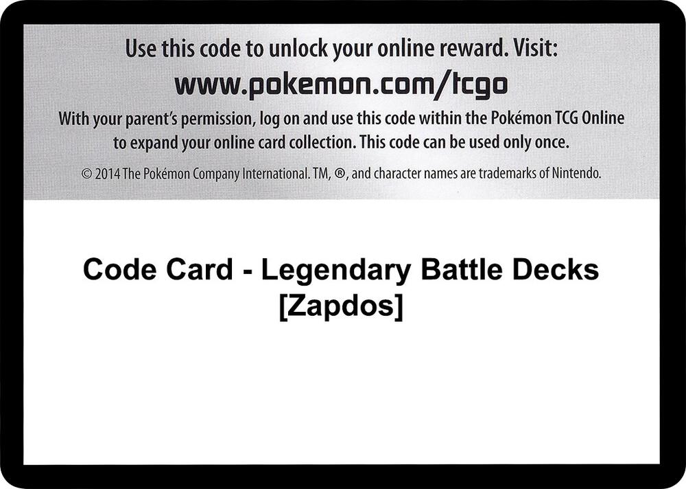 Code Card Legendary Battle Decks Zapdos  (XY - Steam Siege)  | Good Games Adelaide SA