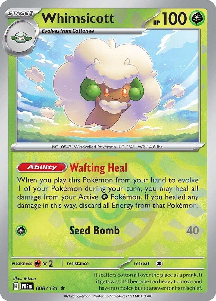 Whimsicott 008/131 (SV: Prismatic Evolutions)  - Holofoil | Good Games Adelaide SA