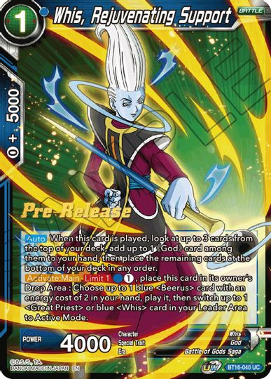 Whis, Rejuvenating Support (BT16-040) [Realm of the Gods Prerelease Promos] | Good Games Adelaide SA