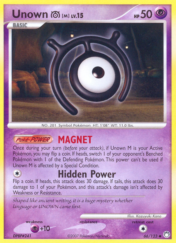 Unown M (66/123) [Diamond & Pearl: Mysterious Treasures] | Good Games Adelaide SA