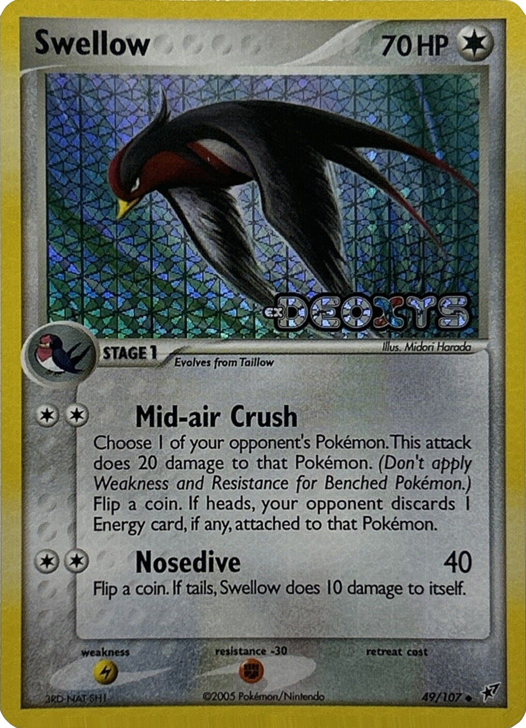 Swellow (49/107) (Stamped) [EX: Deoxys] | Good Games Adelaide SA