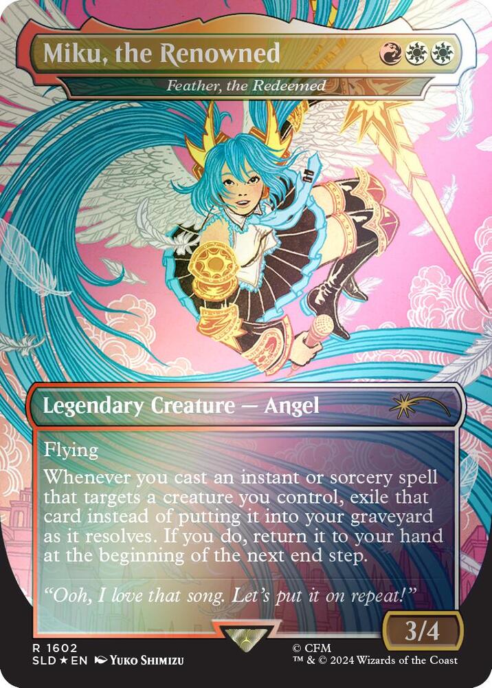 Miku the Renowned Feather the Redeemed Rainbow Foil 1602 (Secret Lair Drop Series)  - Foil | Good Games Adelaide SA