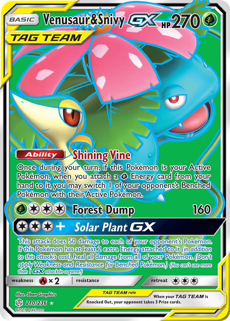 Venusaur & Snivy GX (210/236) [Sun & Moon: Cosmic Eclipse] | Good Games Adelaide SA