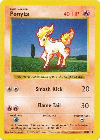 Ponyta (60/102) [Base Set Shadowless Unlimited] | Good Games Adelaide SA