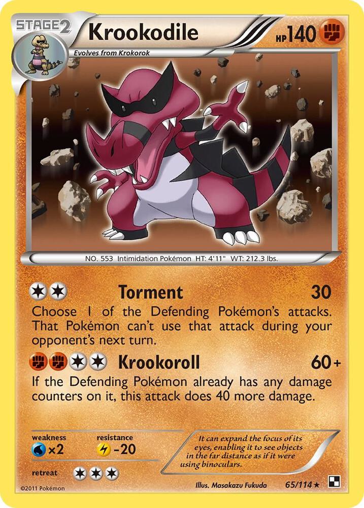 Krookodile 65/114 (Black and White)  - Reverse Holofoil | Good Games Adelaide SA