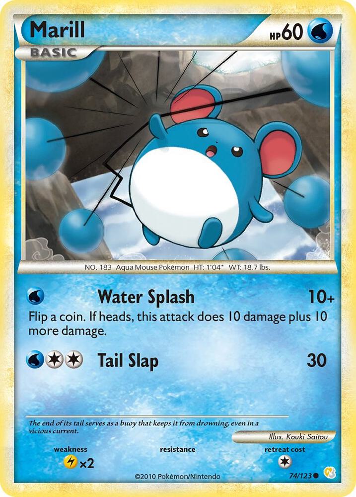 Marill 74/123 (HeartGold SoulSilver)  - Reverse Holofoil | Good Games Adelaide SA