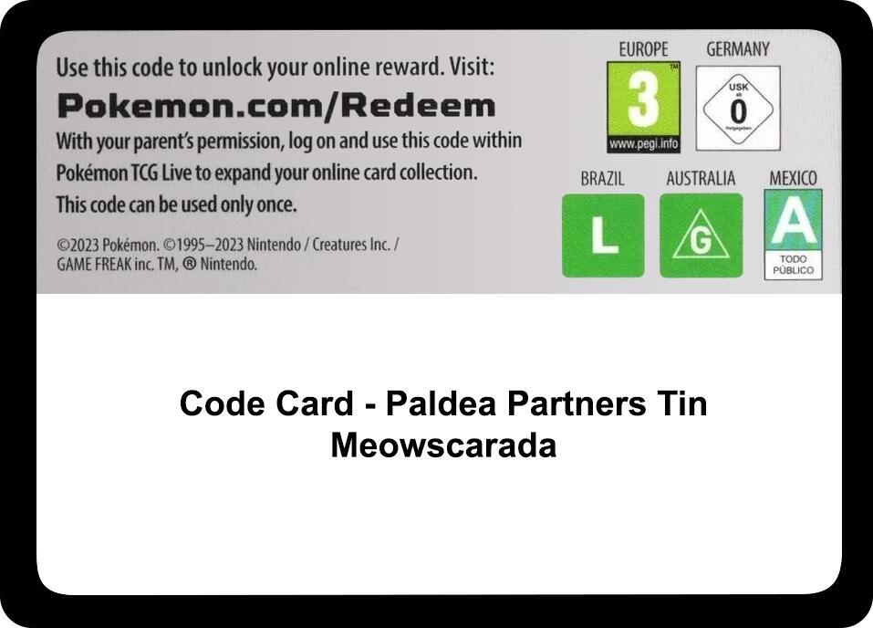 Code Card Paldea Partners Tin Meowscarada  (Miscellaneous Cards & Products)  | Good Games Adelaide SA