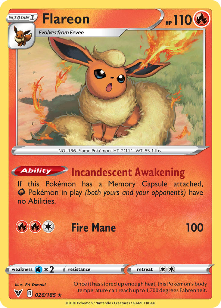 Flareon (026/185) [Sword & Shield: Vivid Voltage] | Good Games Adelaide SA