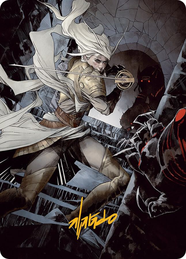 Thalia Guardian of Thraben Art Card Gold Stamped Signature 67 (Art Series: March of the Machine)  | Good Games Adelaide SA