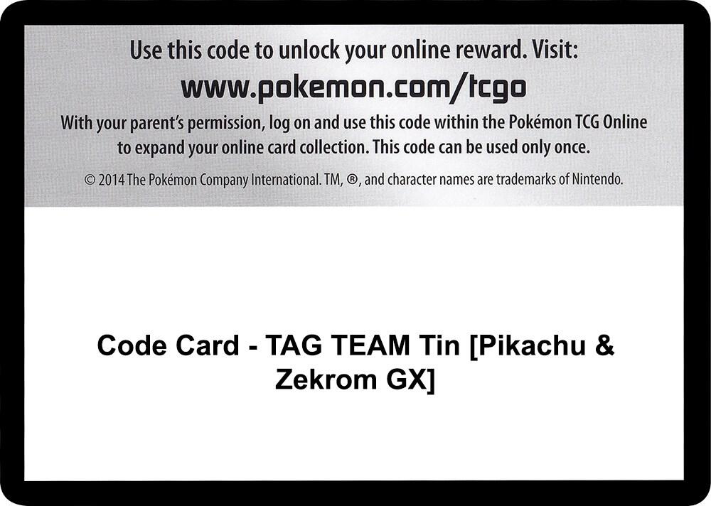 Code Card TAG TEAM Tin Pikachu and Zekrom GX  (SM - Team Up)  | Good Games Adelaide SA