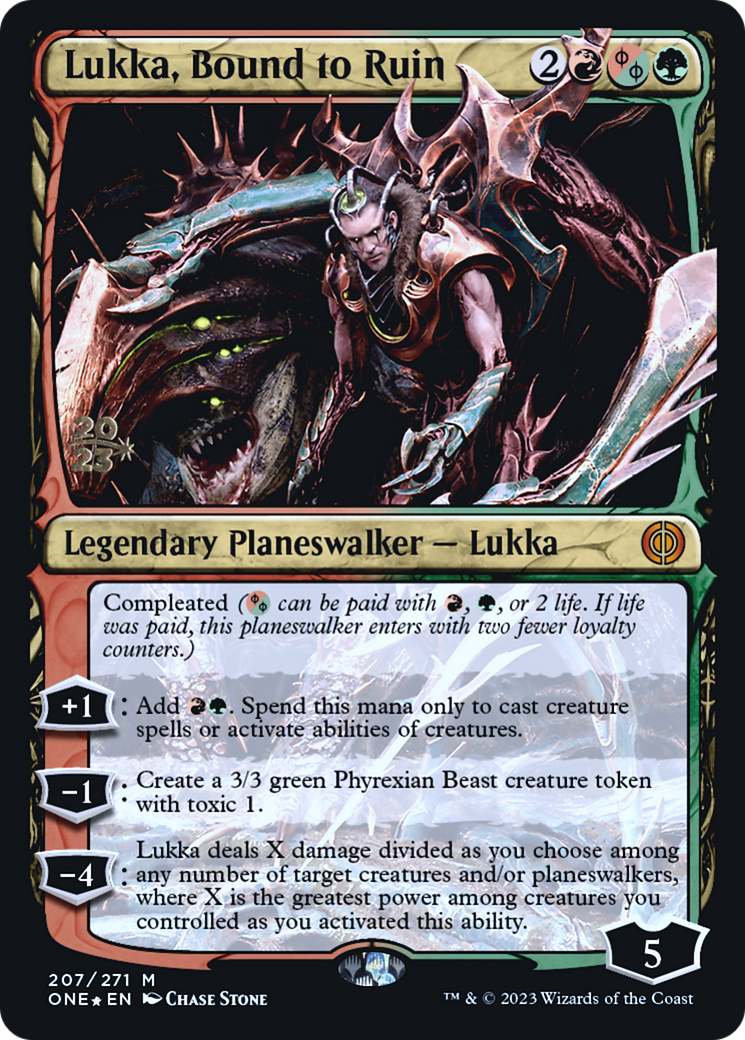 Lukka, Bound to Ruin [Phyrexia: All Will Be One Prerelease Promos] | Good Games Adelaide SA