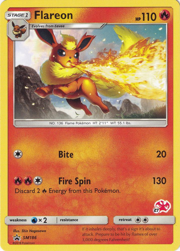 Flareon SM186 27 Charizard Stamped SM186 (Battle Academy)  | Good Games Adelaide SA