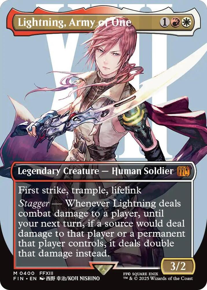 Lightning, Army of One 400 (FINAL FANTASY)  - Borderless Foil | Good Games Adelaide SA
