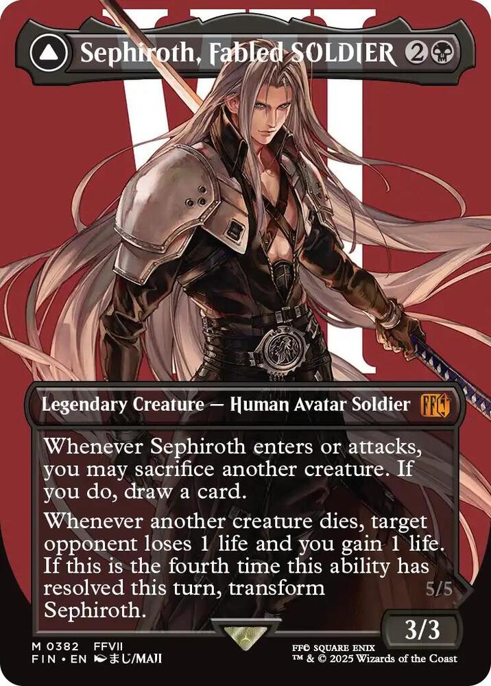 Sephiroth, Fabled SOLDIER // Sephiroth, One-Winged Angel 382/309 (FINAL FANTASY)  - Borderless Foil | Good Games Adelaide SA