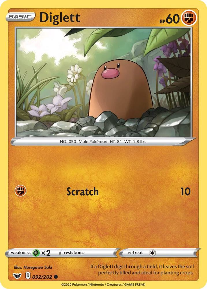 Diglett 092/202 (SWSH01: Sword & Shield Base Set)  | Good Games Adelaide SA