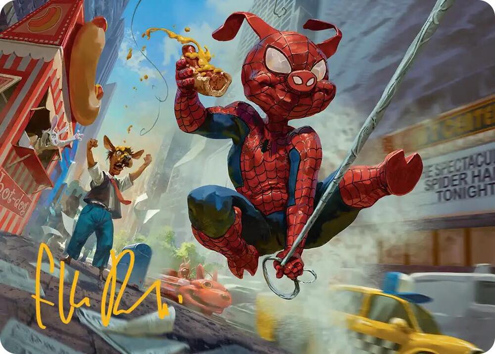 Spider Ham Peter Porker Art Card Gold Stamped Signature 19 (Art Series: Marvel's Spider-Man)  | Good Games Adelaide SA