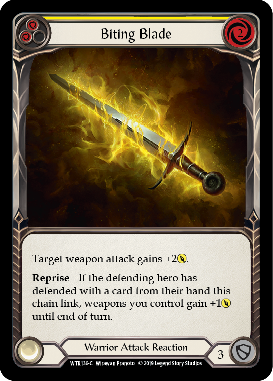 Biting Blade (Yellow) [WTR136-C] Alpha Print Rainbow Foil | Good Games Adelaide SA