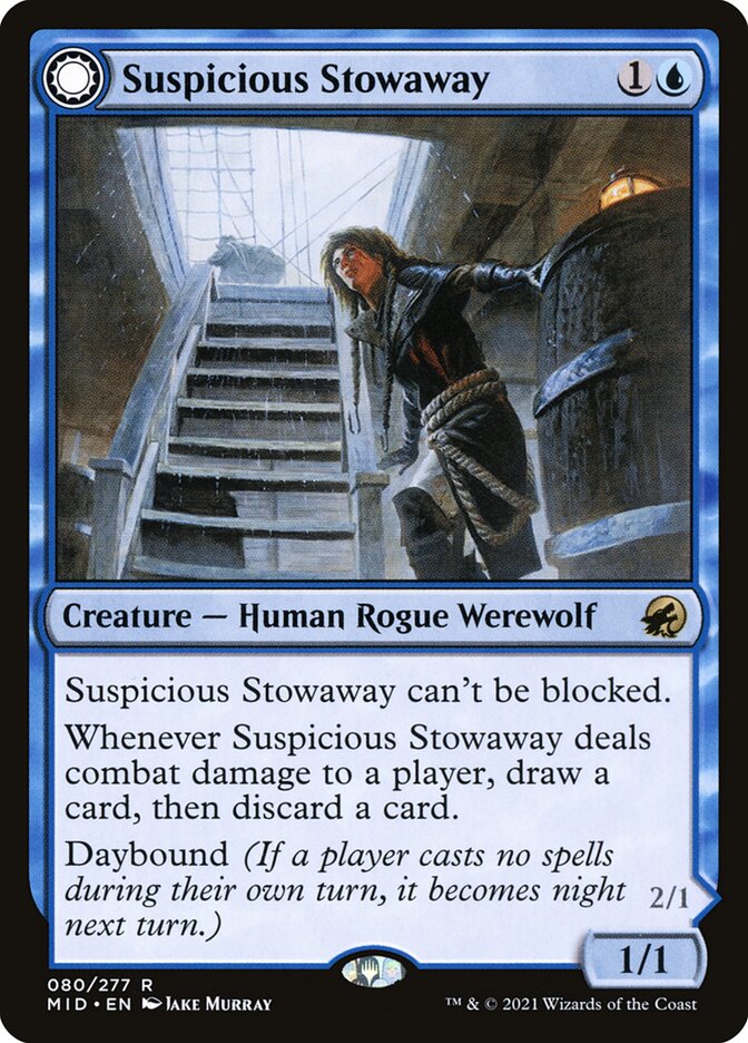 Suspicious Stowaway // Seafaring Werewolf 80 (Innistrad: Midnight Hunt)  - Foil | Good Games Adelaide SA