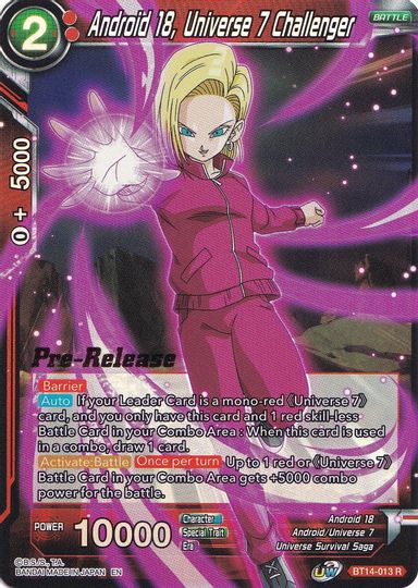 Android 18, Universe 7 Challenger (BT14-013) [Cross Spirits Prerelease Promos] | Good Games Adelaide SA