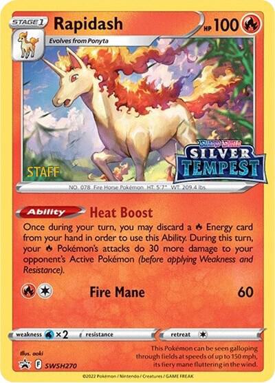 Rapidash Prerelease STAFF SWSH270 (SWSH: Sword & Shield Promo Cards)  - Holofoil | Good Games Adelaide SA