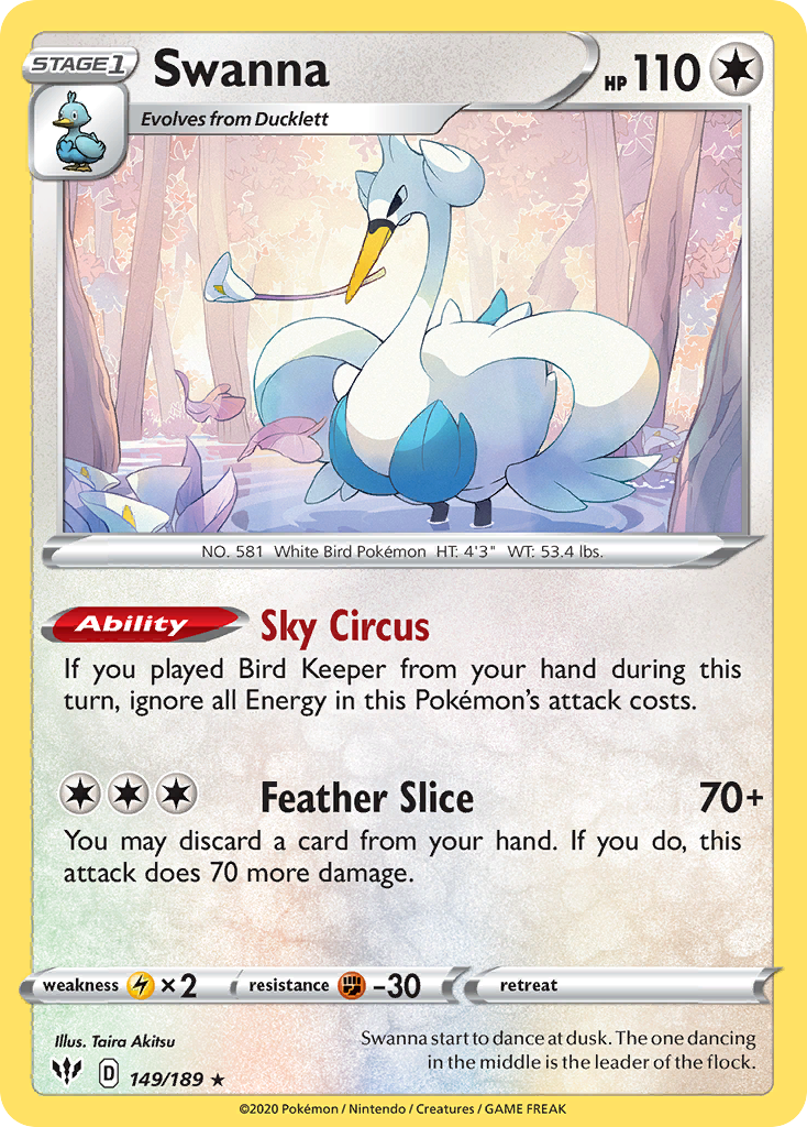 Swanna (149/189) [Sword & Shield: Darkness Ablaze] | Good Games Adelaide SA