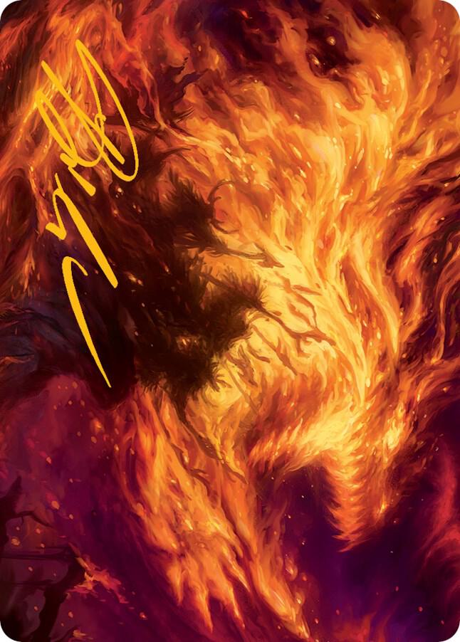 Stoke the Flames Art Card Gold Stamped Signature 38 (Art Series: March of the Machine)  | Good Games Adelaide SA