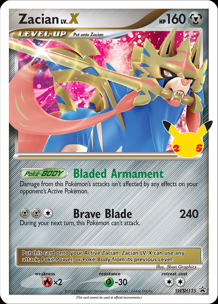 Zacian LV.X (SWSH135) (Celebrations) [Sword & Shield: Black Star Promos] | Good Games Adelaide SA