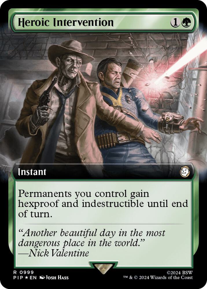 Heroic Intervention Extended Art Surge Foil 999 (Universes Beyond: Fallout)  - Foil | Good Games Adelaide SA