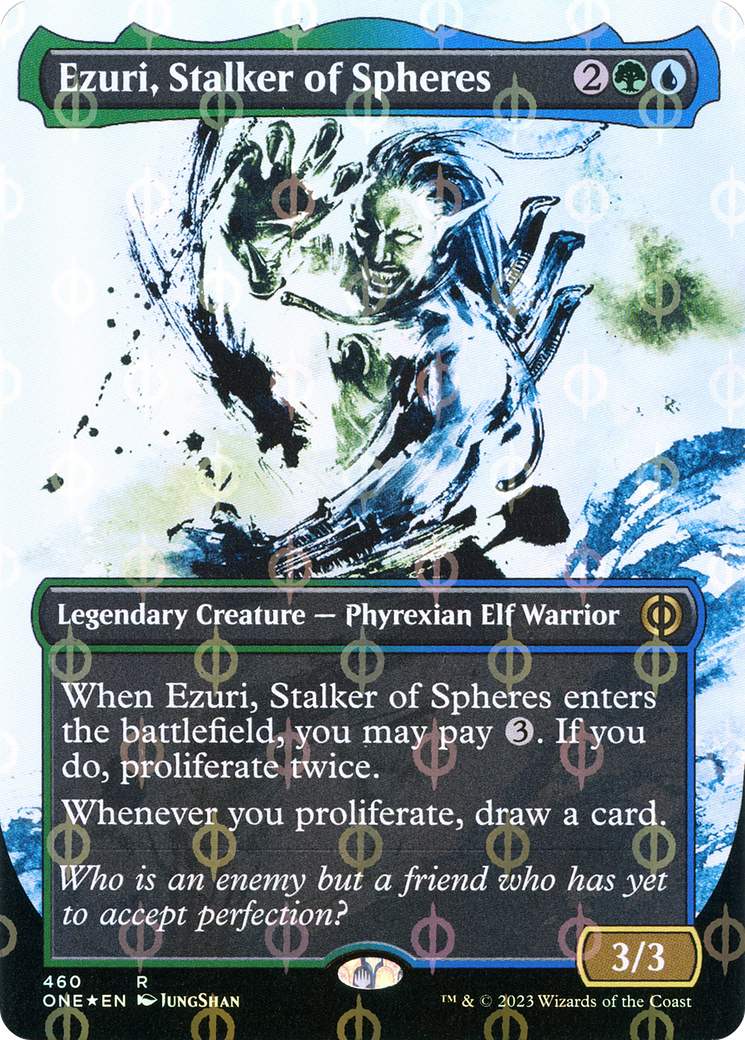 Ezuri, Stalker of Spheres (Borderless Ichor Step-and-Compleat Foil) [Phyrexia: All Will Be One] | Good Games Adelaide SA
