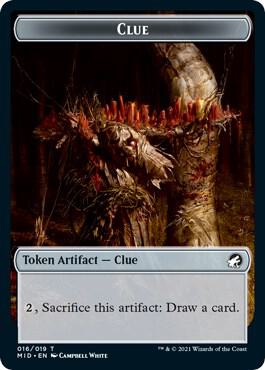 Clue Emblem Teferi Who Slows the Sunset Double Sided Token 16 // 17 (Innistrad: Midnight Hunt)  - Foil | Good Games Adelaide SA